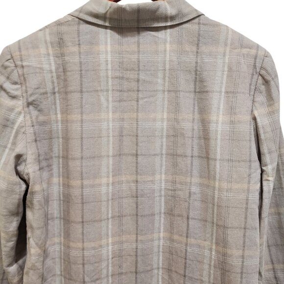 Requirements Women' Linen Blend Plaid Blazer - Beige Checkered - Size 12 - Picture 9 of 12